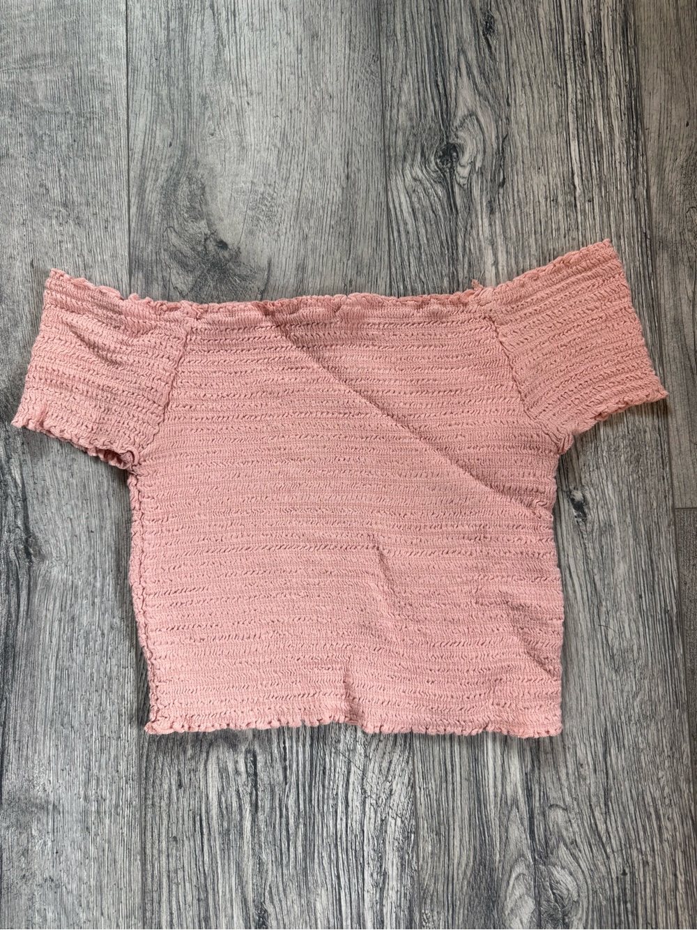 Kendall & Kylie Dusty Pink Smocked Off-Shoulder Crop Top